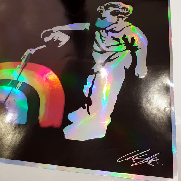 Number 1 of 25 Metallic Holographic "Rainbow" 'Rainbow Boy' Hand Signed 25 Unit Limited Edition Print Run (40cm sq.)