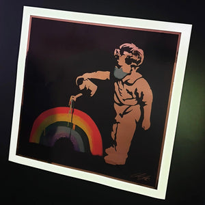 Number 1 of 25 Metallic Rose Gold 'Rainbow Boy' Hand Signed 25 Unit Limited Edition Print Run (40cm sq.)